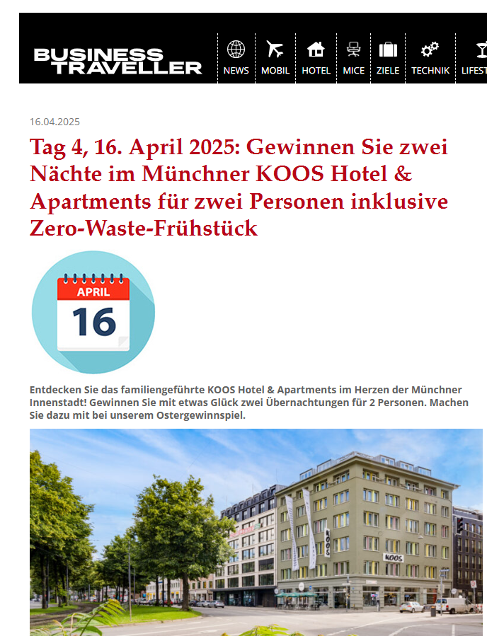 Business Traveler Contest KOOS Hotel