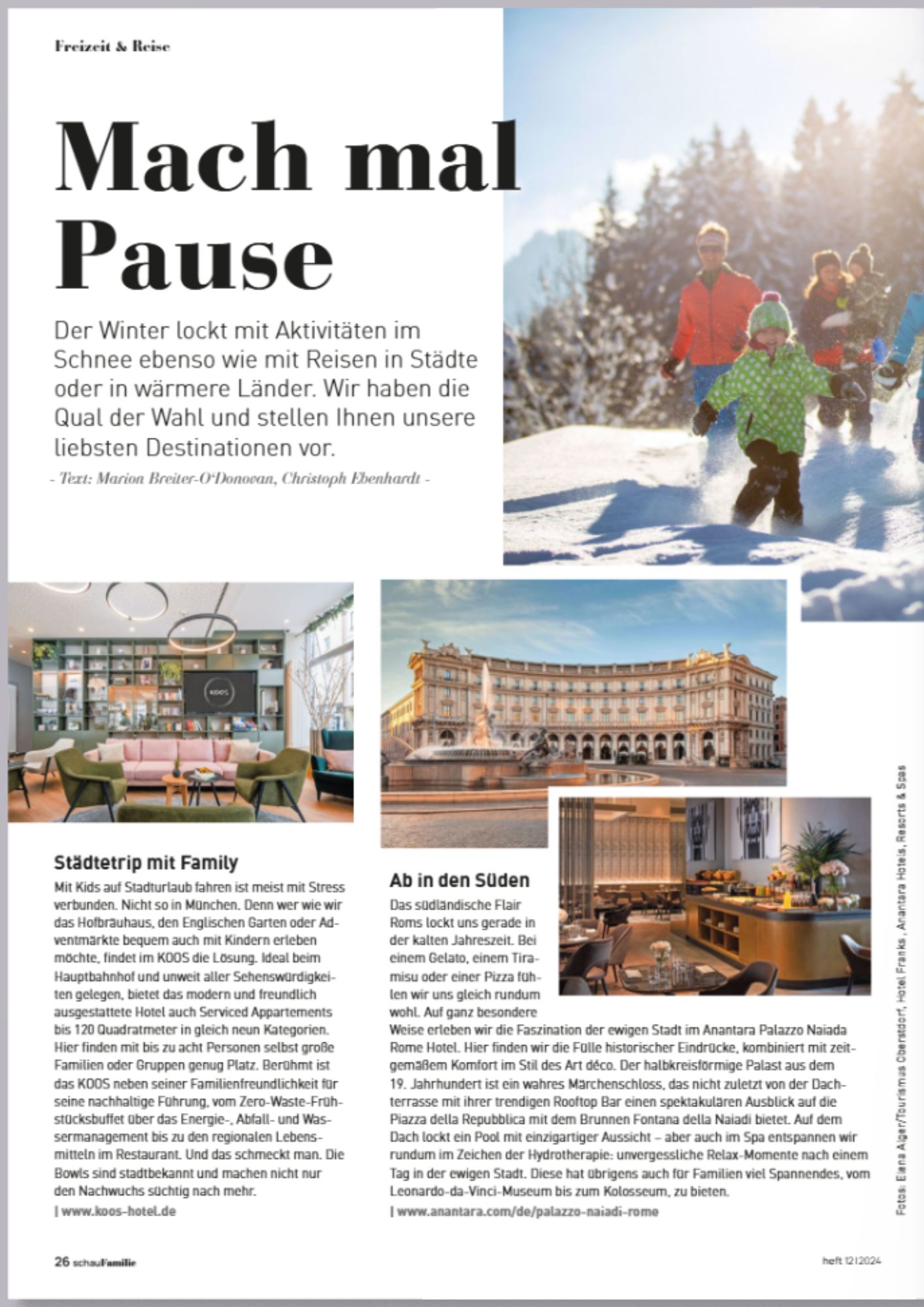 Schau Family Magazine Article KOOS Take a Break